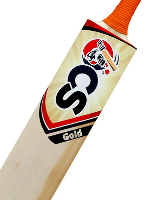 OCS Gold Cricket Bat Close Up Front