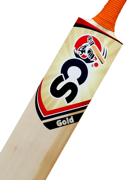 OCS Gold Cricket Bat Close Up Front