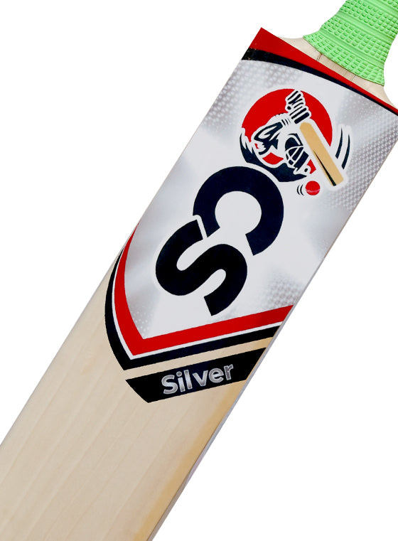OCS Silver Cricket Bat Front Side Close Up